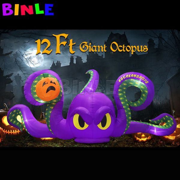 Image of wholesale 12Ft Halloween Giant Inflatables Octopus with Pumpkin, Blow Up Devilfish Decorations with LED Lights for Halloween Decorations Outdoor