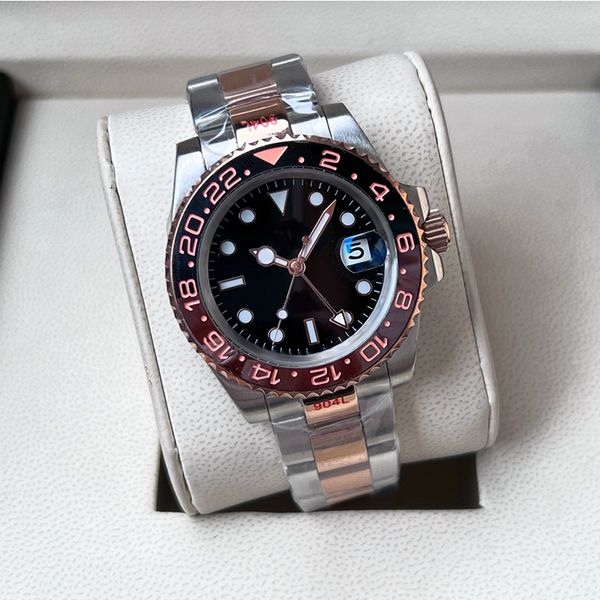 Luxury men's watch 40MM designer men's watch black brown ceramic bezel 904L stainless steel strap automatic mechanical movement watch GMT watch dhgate watch root beer, Box
Luxury men's watch 40MM designer men's watch black brown ceramic bezel 904L stainless steel strap automatic mechanical movement watch GMT watch dhgate watch root beer, Box