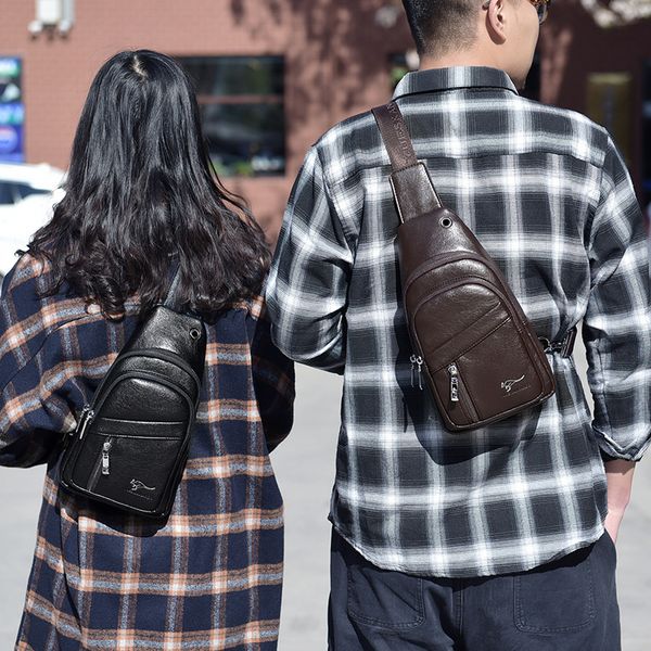 Fashionable leather mens shoulder bags 2 colors simple Joker men backpacks outdoor sports casual leather chest bag three-layer waterproof fashion handbag, Brown
Fashionable leather mens shoulder bags 2 colors simple Joker men backpacks outdoor sports casual leather chest bag three-layer waterproof fashion handbag, Brown