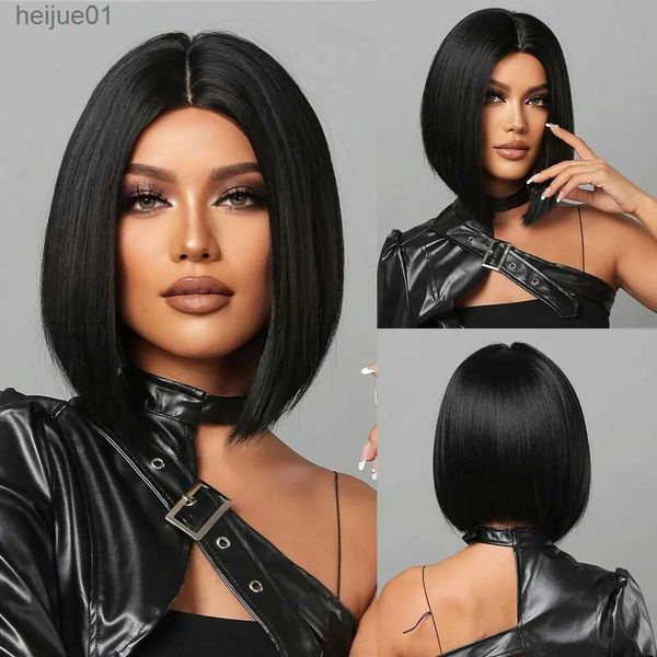 

Wigs Natural Hairline Hair Black Women Short Straight Bob Middle Part Heat Resistant Synthetic Wig for Daily Use Cosplayl231024, Mix color