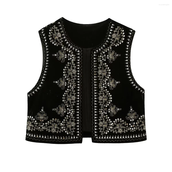 

Women's Vests Vest For Women Floral Embroidery Elegant V Neck Cropped Top Cardigan National Style Waistcoat Fashion Y2k Streetwear, Embroidered vest 6