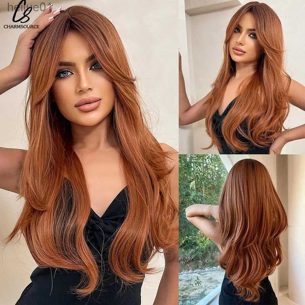 

Long Straight with Bangs Orange Iron Red Ginger Synthetic Wigs Daily Party Cosplay Wig for Women Heat Resistant Fiber Hairl231024, Ombre color