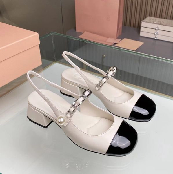 Designer Pearl Chain women sandals Classic Girl thick heel Pearl Lady Party beach sandals High-heeled sandals with box Mary Jane shoes, Yellow
Designer Pearl Chain women sandals Classic Girl thick heel Pearl Lady Party beach sandals High-heeled sandals with box Mary Jane shoes, Yellow