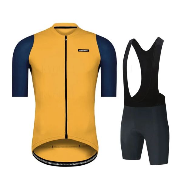 Image of Etxeondo Short Sleeves Bib Short Cycling Jersey Summer Breathable Men&#039;s MTB Bike Bike Clothing Maillot Ropa Ciclismo Uniform Suit