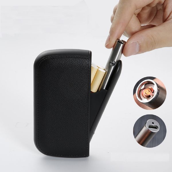 

Portable Cigarette Cases with Electric lighter USB Lighters Rechargeable Windproof Display Men Gadget Gifts Smoking Accessories