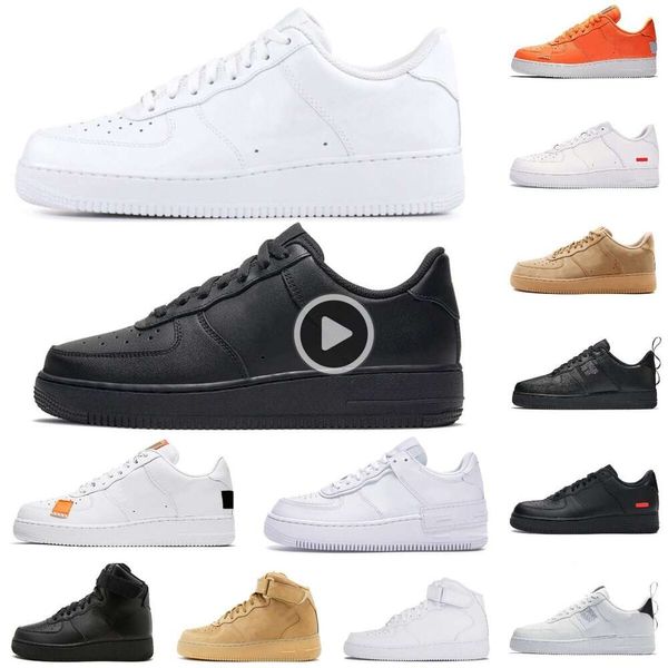 Image of New Classic 1 running Shoes Skateboarding retro Triple White Black Ones High Low Cut Trainers Forces 1s airforce One Sports Sneakers Size 36-45 Skate Shoe