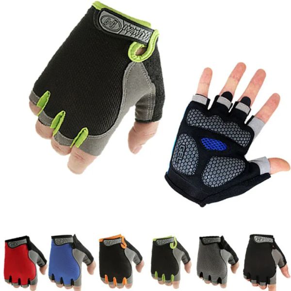 Image of Anti Slip Shock Breathable Half Finger Gloves Men Women Half Finger Gloves Breathable Cycling Gloves Bicycle Gloves Bike Gloves