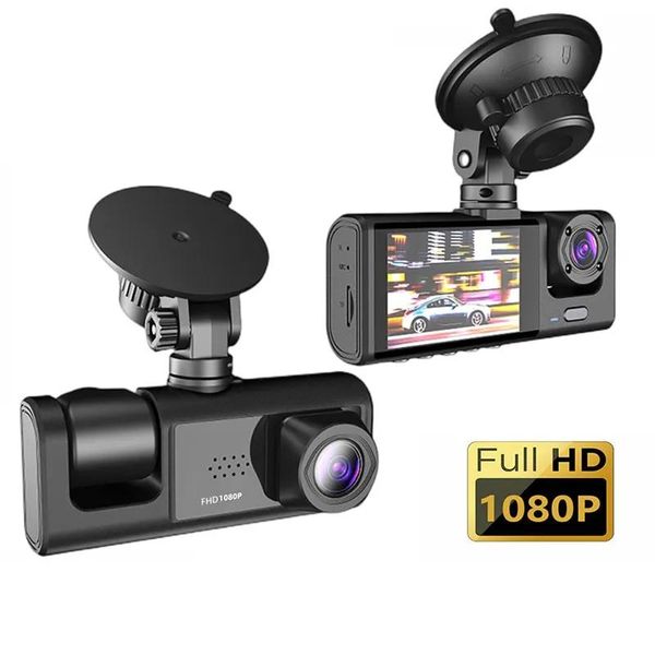 Image of 3 Channel Car DVR Sport Camera HD 1080P 3-Lens Inside Vehicle Dash CamThree Way Camera DVRs Recorder Video Registrator Dashcam Camcorder