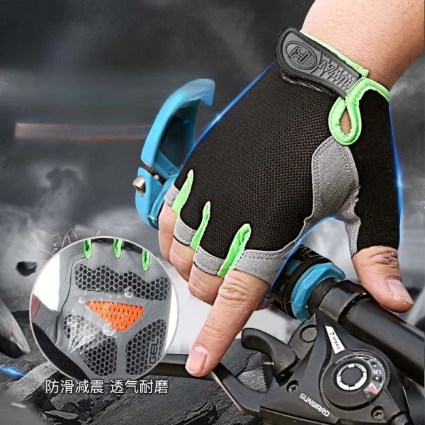 Image of Breathable Half Finger Cycling Gloves Men Women Anti Slip Shock Summer Bicycle Gloves Fingerless Sports Gym Training Bike Gloves