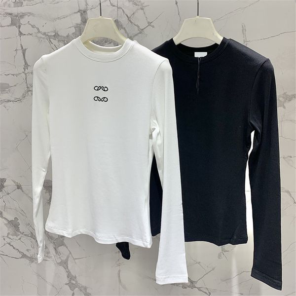 

Letter Women Knitted Jumper Tops T Shirt Designer White Black Long Sleeve Shirts Casual Woman Bottoming Jumpers Top, White with label #1026