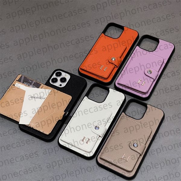 Image of Phone Case Designer iPhone Case Credit Card Holder for iPhone 15 Pro Max Cases Apple 14 Pro Max 13 12 11 XR XS X 14 Plus 15 Plus Luxury Brand Leather Cellphone Cases Cover