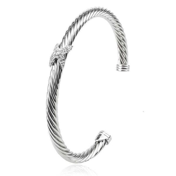 

DY Bracelet Designer Luxury Jewelry Top jewelry bracelet Dy Bracelets 5MM cable 8-shaped cross full imitation diamond X opening hot Christmas gift accessories