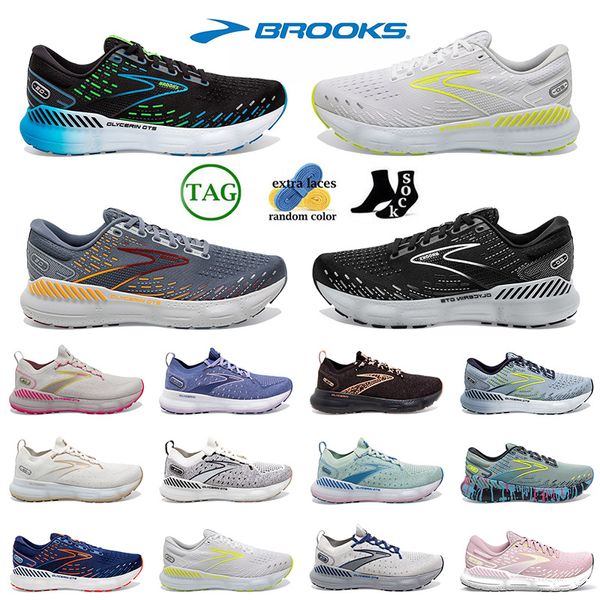 Image of 2024 New Arrival Brooks Running Shoes Platform OG Athletic Brook Glycerin GTS 20 Triple Black Navy Blue Laser Mens Sports Trainers Sneakers Size 40-45