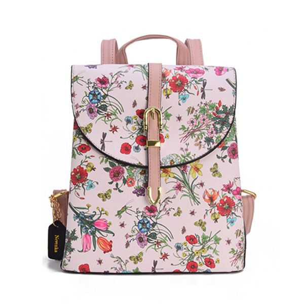 

tote bag designer Retro bag, women's large capacity backpack, multi-functional floral pattern leisure bag, Black