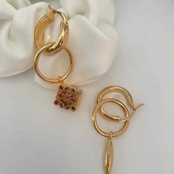 

Designer Earrings loews Luxury jewelry top accessories Personalized Asymmetric earrings Gold Double Ring Design Earrings Simple for Women jewelry Christmas gift