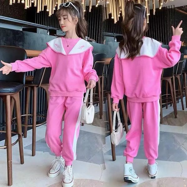 

Clothing Sets Girls Clothes Autumn Fashion Sport Long Sleeve Sweatshirt Pants 2PCS Casual Children Suits 8 10 12 14 Years 231026, Blue