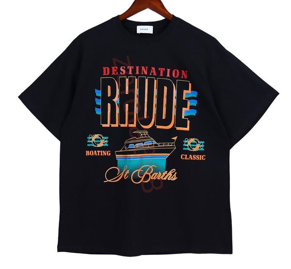 Image of 2023 Rhude T-shirts Designer T shirts High Quality Mens womens Tess spring Autumn hoodie Letter Print Short sleeve US Size s-2xl