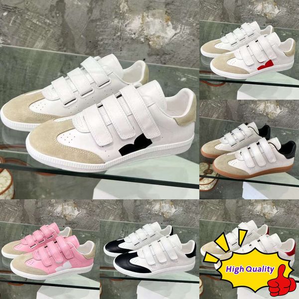 Image of Designer Sneaker Brand AMI Isabel Paris Marant Sneakers Beth Grip-strap Leather Low-top Beth Leather Sneakers Fashion Designer Isabel Trainers Size 34-40