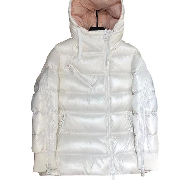 

Topstoney Women's Diagonal Zipper White Duck Down Hooded Jacket Winter Couple Thick Glossy Warm Puffer Jackets Parka Classic Casual Hoodie Coats Ladies Outwear 2102, White-2102