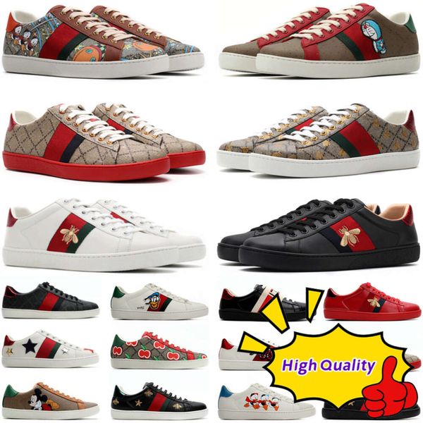 Image of Fashion Casual Shoes Luxury Designer Sneakers Womens Shoes Trainers Tiger Embroidered White Green Red Stripes Sneaker Unisex Men Women Ace Bee Snake