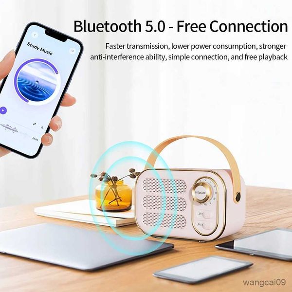 Image of Mini Speakers Vintage Bluetooth Speaker 5.0 Wireless Music Player Handsfree Portable Mini Sound Box Support Card Creative Gifts R231028