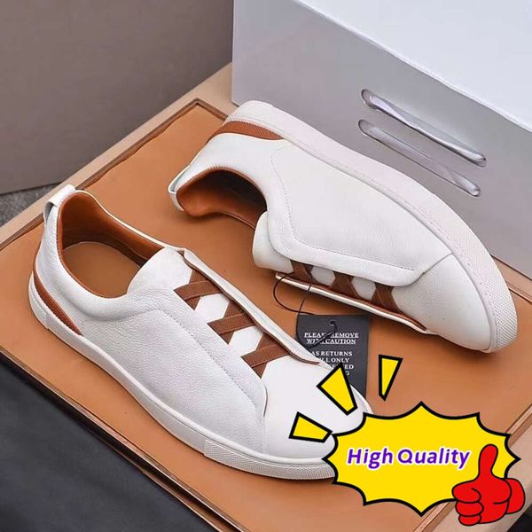 Image of Luxury Designer Casual Shoes Leather Outdoor Fashion Platform Mens Womens Low Sneakers Black White Grey Red Green Mens Zegna Trainers