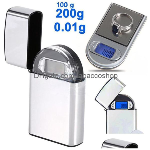 Image of Weighing Scales Wholesale Mini Lcd Digital Pocket Lighter Type Scale Jewelry Gold Diamond Electronic Gram With Backlight 100G/0.01 200 Dhape