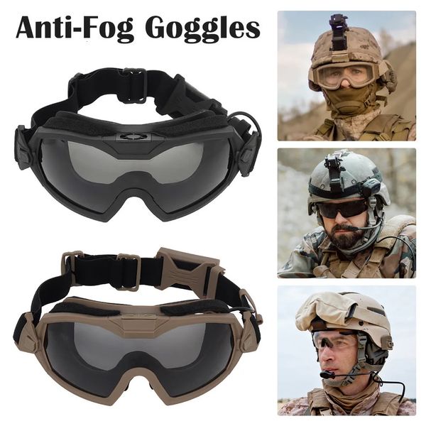 Image of Outdoor Eyewear Tactical Goggles Anti Fog with Micro Fan Airsoft Protective Military Motocycle Goggle Safety for Hunting 231030