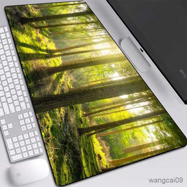 Image of Mouse Pads Wrist Big Keyboards Mat Gaming Mouse Mat HD Forest Picture Printed Mouse Pad Green Eye Protection Size 30x60/40x90cm For Desktop Pads R231031