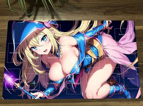 Image of Mouse Pads Wrist YuGiOh Dark Magician Girl Playmat Trading Card Game Mat Table Desk Gaming Play Mat Mouse Pad Mousepad Fre Bag 60x35cm R231031