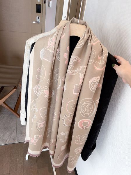 Image of Womens Luxury Designer Chanel Cashmere Wrap Scarf For Designers Warm Winter Scarves Fashion Classic Men and Women Long Shawl 70x200cm shih