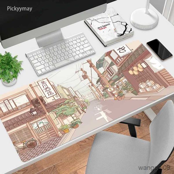 Image of Mouse Pads Wrist Anime Street Mouse Pad Gamer Large Lock Edge Cute Rubber Gaming Mousepad Non-slip Rubber Computer Desk Mat Padmouse Mouse Mat R231031