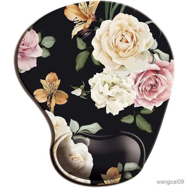 Image of Mouse Pads Wrist Flowers Ergonomic Mouse Pad With Wrist Support Cute Mouse Pads Non-Slip Rubber Base For Home Office Working Studying Game R231031