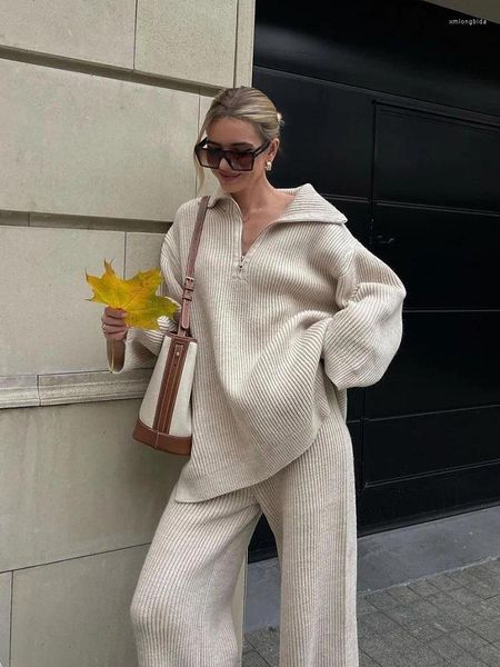 Women's Two Piece Pants Oversized Women Knitted Suit Polo Collar Split Sweater Pullover And Wide Leg Elastic High Waist 2 Pieces Set Female, B off white
Women's Two Piece Pants Oversized Women Knitted Suit Polo Collar Split Sweater Pullover And Wide Leg Elastic High Waist 2 Pieces Set Female, B off white