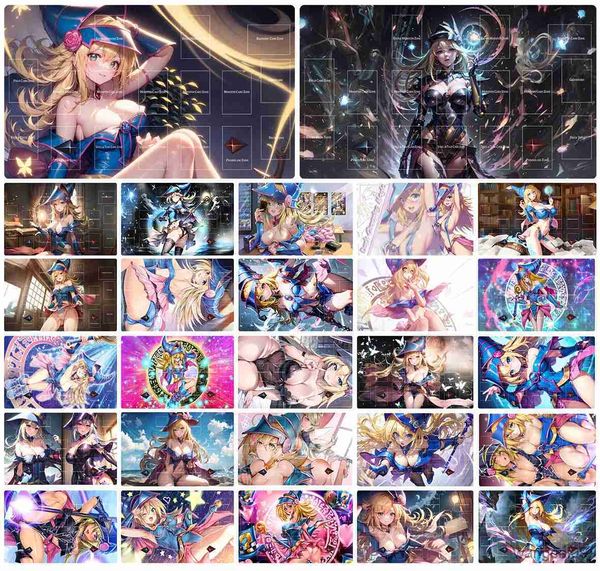 Image of Mouse Pads Wrist YuGiOh Dark Magician Girl Mat Trading Card Game Mat Playmat Mousepad Table Playing Mat Mouse Pad 60x35cm Bag R231031