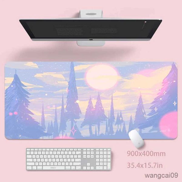 Image of Mouse Pads Wrist Cute Moon Mouse Pad Gamer Mat Big Mousepad XXL Mouse Mat Large Keyboard Mat Desk Pad Mousepads For Computer Laptop Mouse Pads R231031