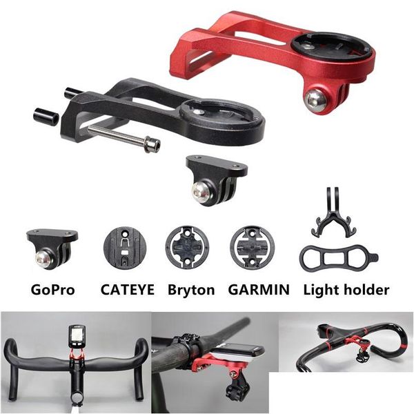 Image of Bike Computers 3 In 1 Bicycle Computer Mount Holder Headlight Clamp Handlebar Extension Bracket Adapter For Garmin Edge Gps Hero Dro Dhp3T