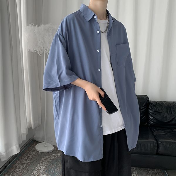 men s casual shirts short sleeve shirt solid color fashion oversize korean streetwear male clothing s 5xl 220901, White;black
men s casual shirts short sleeve shirt solid color fashion oversize korean streetwear male clothing s 5xl 220901, White;black
