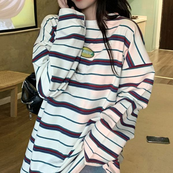 women s t shirt spring autumn striped women shirt long sleeve casual shirt fashion female cotton ees ops o neck oversized woman t shirts 220, White
women s t shirt spring autumn striped women shirt long sleeve casual shirt fashion female cotton ees ops o neck oversized woman t shirts 220, White