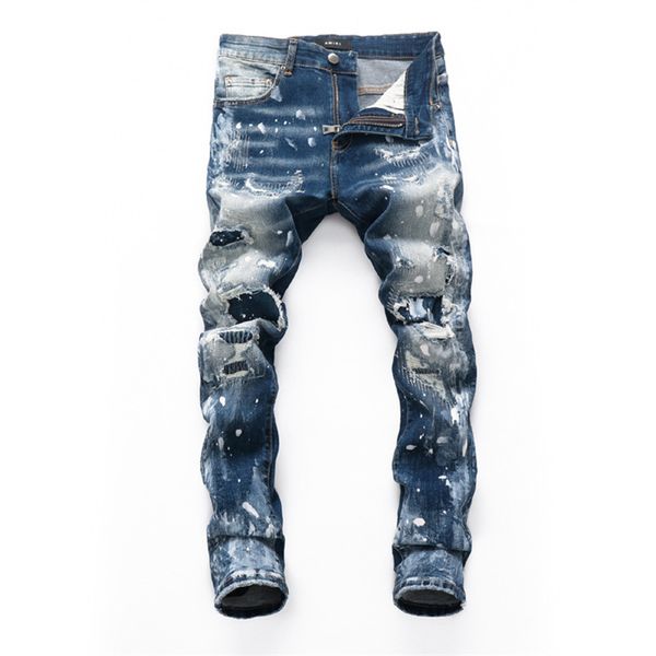 men's jeans tide brand stretch dark blue grinding white hole patch casual plus size slim penefit trousers
men's jeans tide brand stretch dark blue grinding white hole patch casual plus size slim penefit trousers