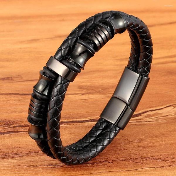 charm bracelets tyo classic punk stainless steel magnetic metal clasp men jewelry two layers genuine leather bracelet black with charms 3, Golden;silver
charm bracelets tyo classic punk stainless steel magnetic metal clasp men jewelry two layers genuine leather bracelet black with charms 3, Golden;silver