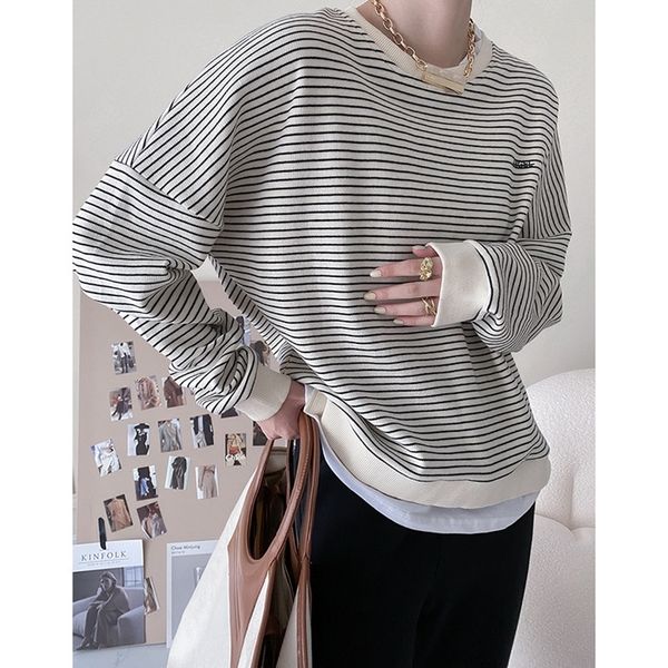womens hoodies sweatshirts design sense fake twopiece striped sweater womens autumn loose round neck longsleeved 220901, Black
womens hoodies sweatshirts design sense fake twopiece striped sweater womens autumn loose round neck longsleeved 220901, Black