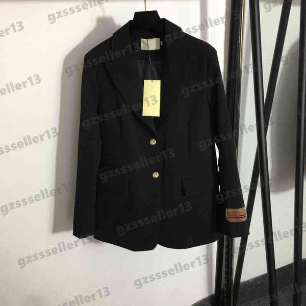 women jackets gu cuffs lettering logo embroidery jacket fashion brand two button slim blazer luxury womens clothing size s-xl, Black;brown
women jackets gu cuffs lettering logo embroidery jacket fashion brand two button slim blazer luxury womens clothing size s-xl, Black;brown