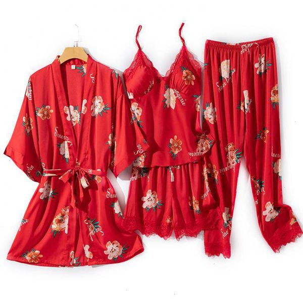 sleep set sleepwear lace pajamas suit nightwear soft satin print flower home, Black;red
sleep set sleepwear lace pajamas suit nightwear soft satin print flower home, Black;red