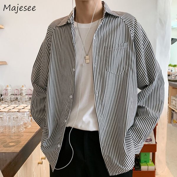 men s casual shirts men striped gentle fashion simply handsome all match male streetwear retro baggy cool hemden clothing bf students 220901, White;black
men s casual shirts men striped gentle fashion simply handsome all match male streetwear retro baggy cool hemden clothing bf students 220901, White;black