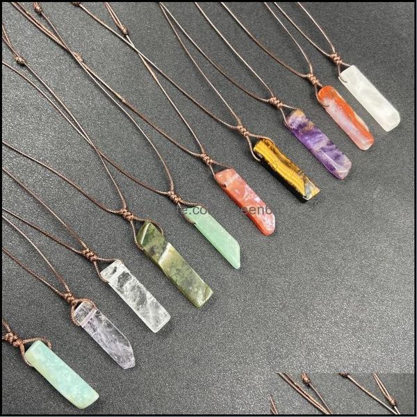 pendant necklaces irregar long slim stripes stone pendant braided brown rope chain healing crystal pendants necklace for women gift j dhdm8, Silver
pendant necklaces irregar long slim stripes stone pendant braided brown rope chain healing crystal pendants necklace for women gift j dhdm8, Silver