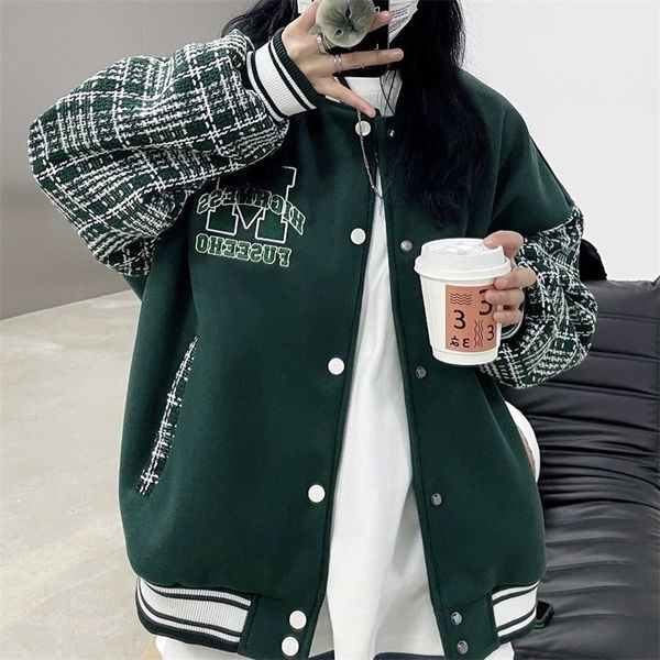 womens jackets american plaid patchwork baseball jacket autumn mens and womens fashion loose couple jacket dark green baseball jacket 220901, Black;brown
womens jackets american plaid patchwork baseball jacket autumn mens and womens fashion loose couple jacket dark green baseball jacket 220901, Black;brown