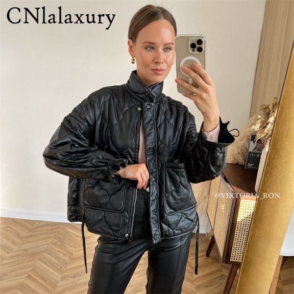 women's leather faux winter women fashion vintage plaid faxu parka jacket casual pockets cotton coat loose short outwear female 220901, Black
women's leather faux winter women fashion vintage plaid faxu parka jacket casual pockets cotton coat loose short outwear female 220901, Black