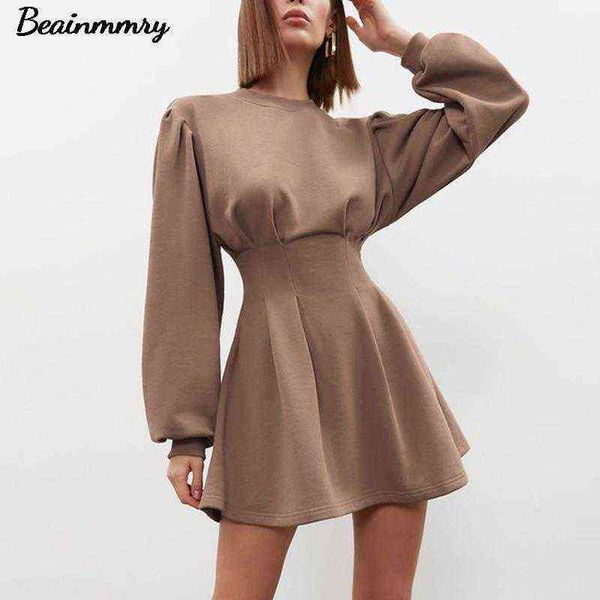 casual dresses women a-line solid brown pleated lantern sleeve bodycon dress female basic o neck high waist zipper mini dress above knees t2, Black;gray
casual dresses women a-line solid brown pleated lantern sleeve bodycon dress female basic o neck high waist zipper mini dress above knees t2, Black;gray