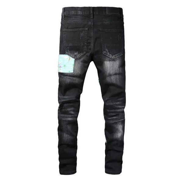 high street trend jeans young men's high craft ripped patch color line stretch slim fit jeans268w, Blue
high street trend jeans young men's high craft ripped patch color line stretch slim fit jeans268w, Blue
